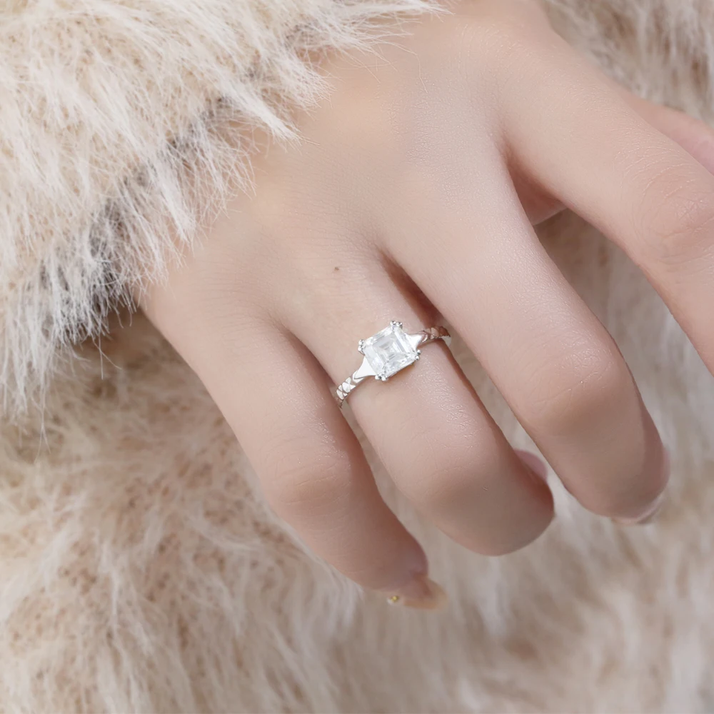 AMGROCK – bague Moissanite 1CT pour femmes, argent Sterling S925, hypoallergénique, Design Simple et classique, cadeau de bijoux pour femmes