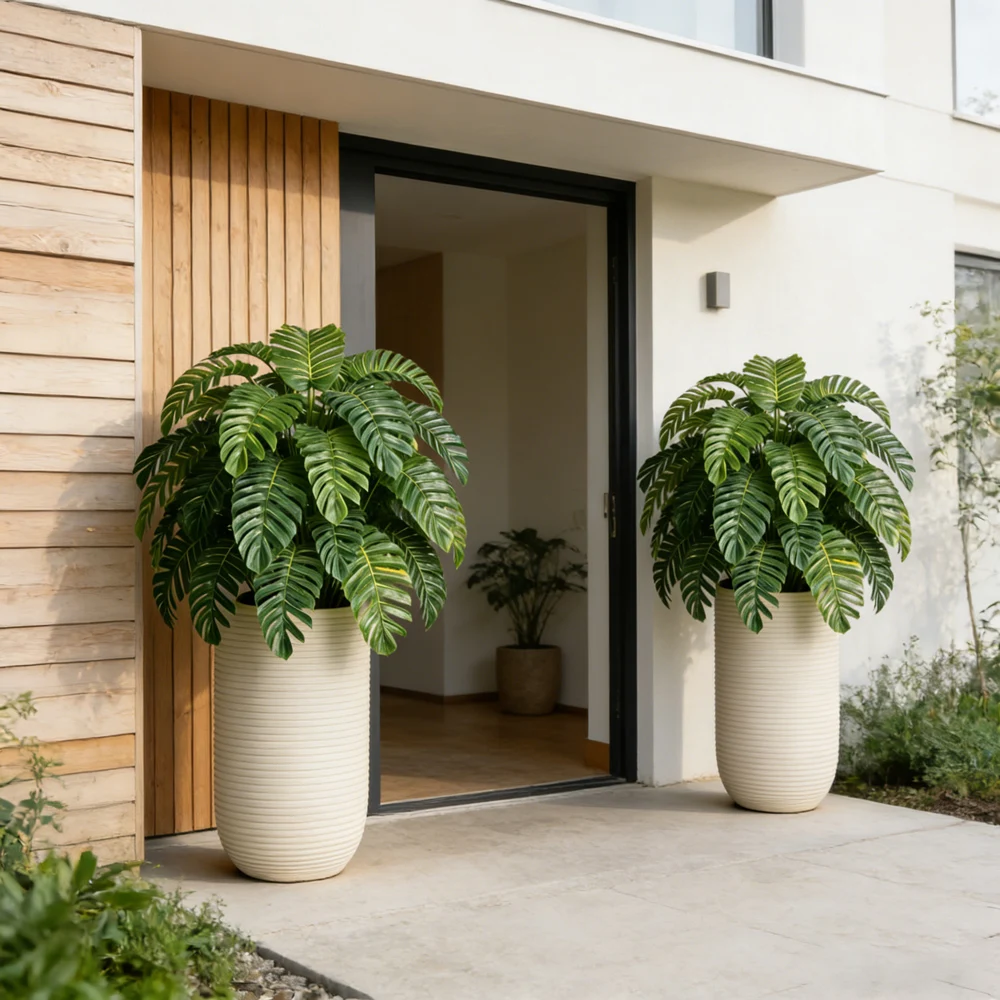 65cm 18 Blätter Künstliche Palme, Künstlicher Monstera-Baum, Plastik-Bananenblätter, Tropischer Maranta-Baumzweig für Haus- und Gartendekoration – Detail 7