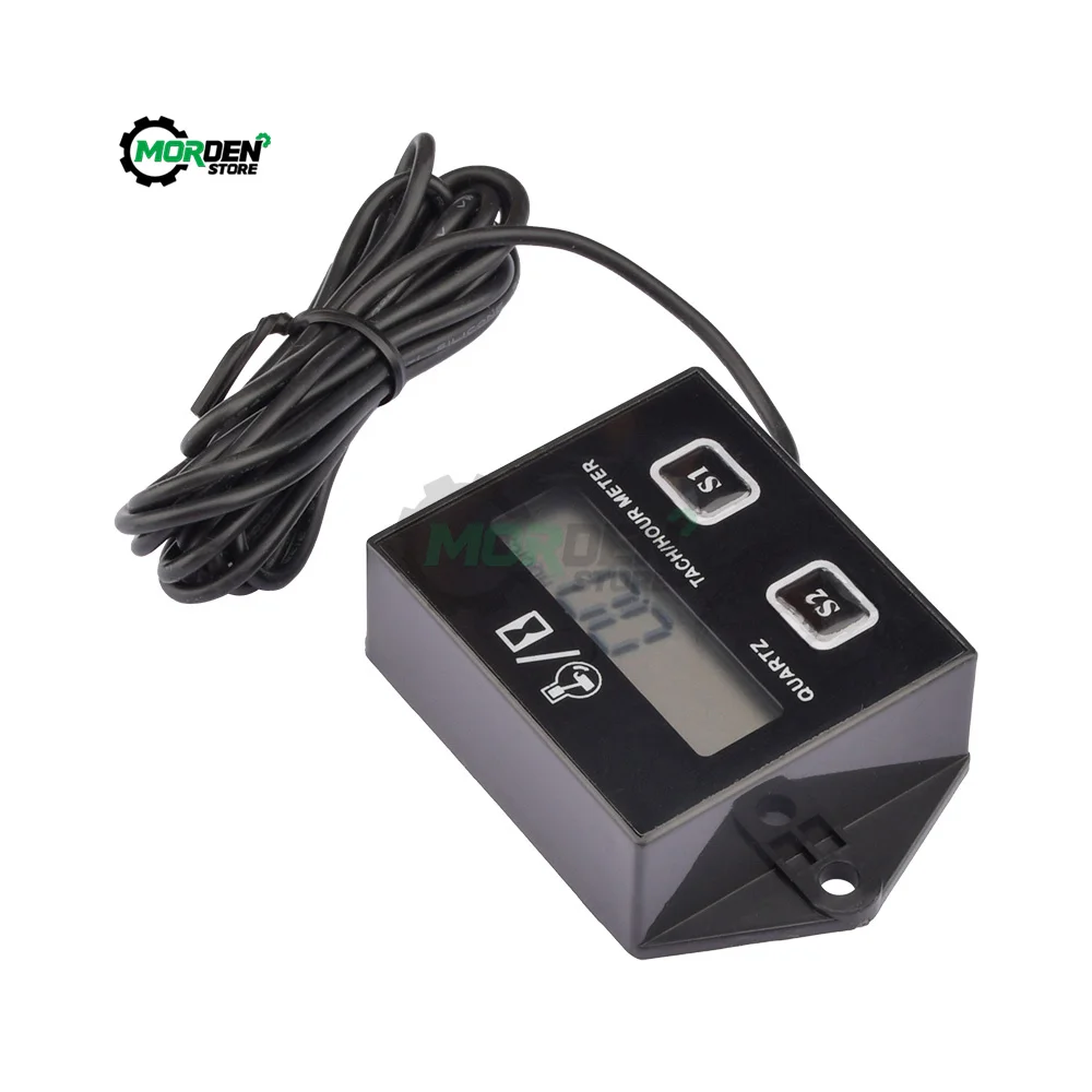 Digital LCD Display Engine Tach Hour Meter Tachometer Gauge Engine RPM Motorcycle Motor Stroke Engine Car Boat Accessories