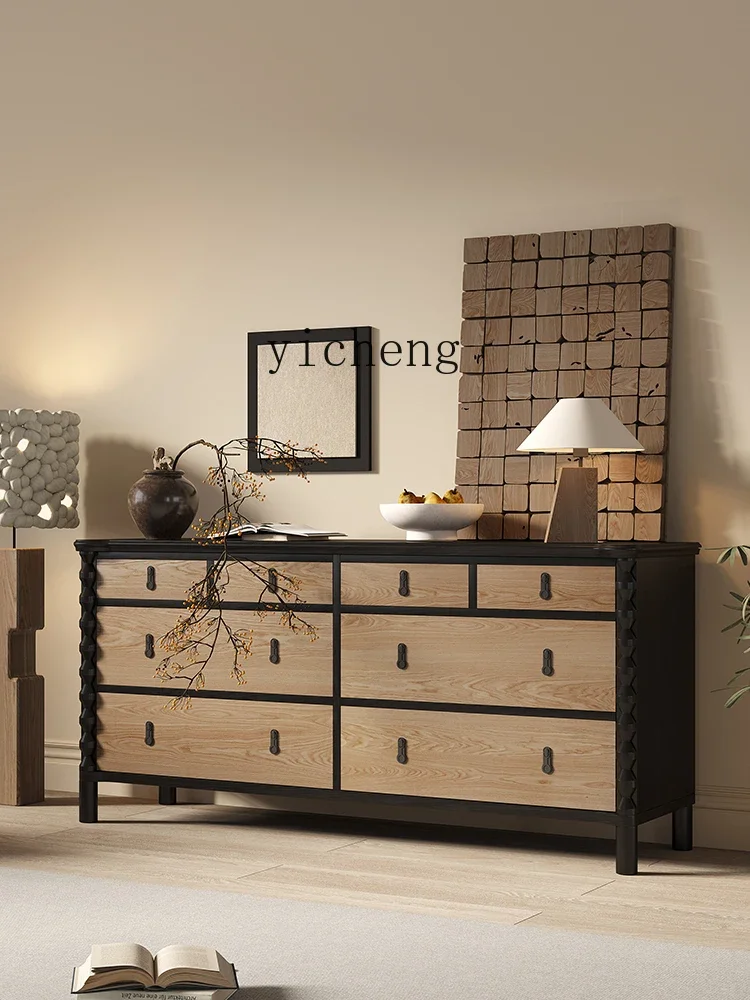 ZK ريترو خشب متين خزانة جانبية مدخل الفيلا القديمة الأوسط خزانة التحف غرفة نوم التلفزيون خزانة إكسسوارات ديكور منزلي