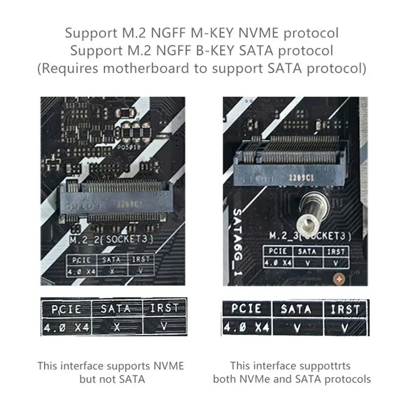 DT23 PCIE4.0 M.2 Extension Cable Riser Card Dual Protocol NVME for SATA SSD for 2230 2242 2260 2280