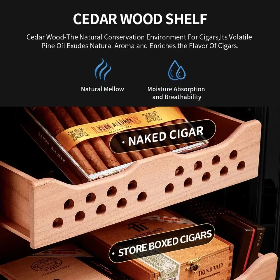 Intelligent constant temperature and humidity cigar cabinet Cedar wood mini small household embedded wine cabinet