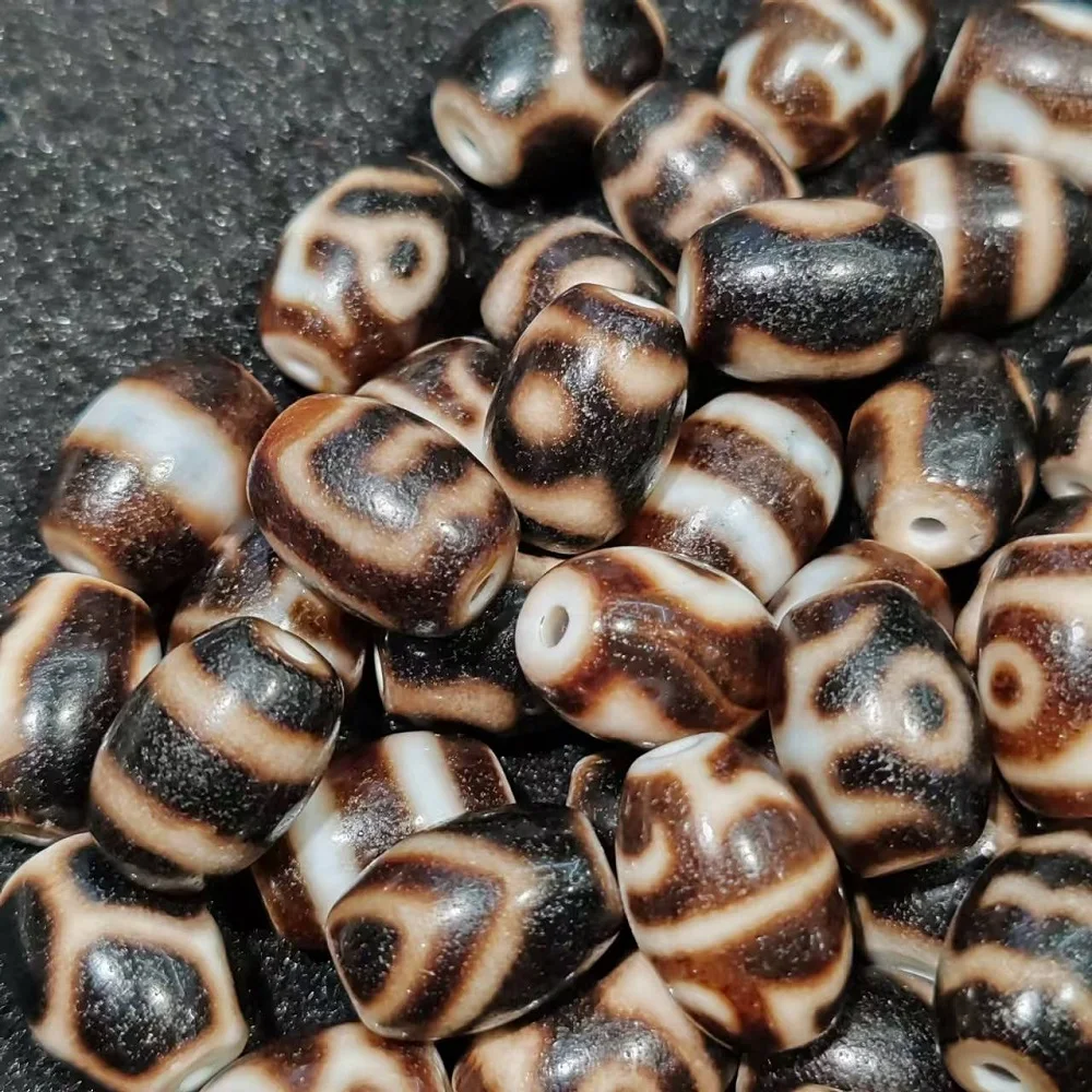 50 pcs Taiwan Black Gold Penetrating Weathering Small Daluo Agate Bead Necklace Pendant Bracelet DIY Accessories Dzi