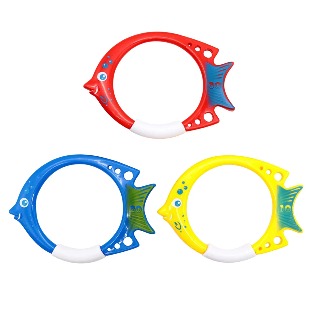 3Pcs Throwing Dive Water Creative Cartoon Pool Sinking PC Fish Dive Swim Circle Set for Kid Children Diving