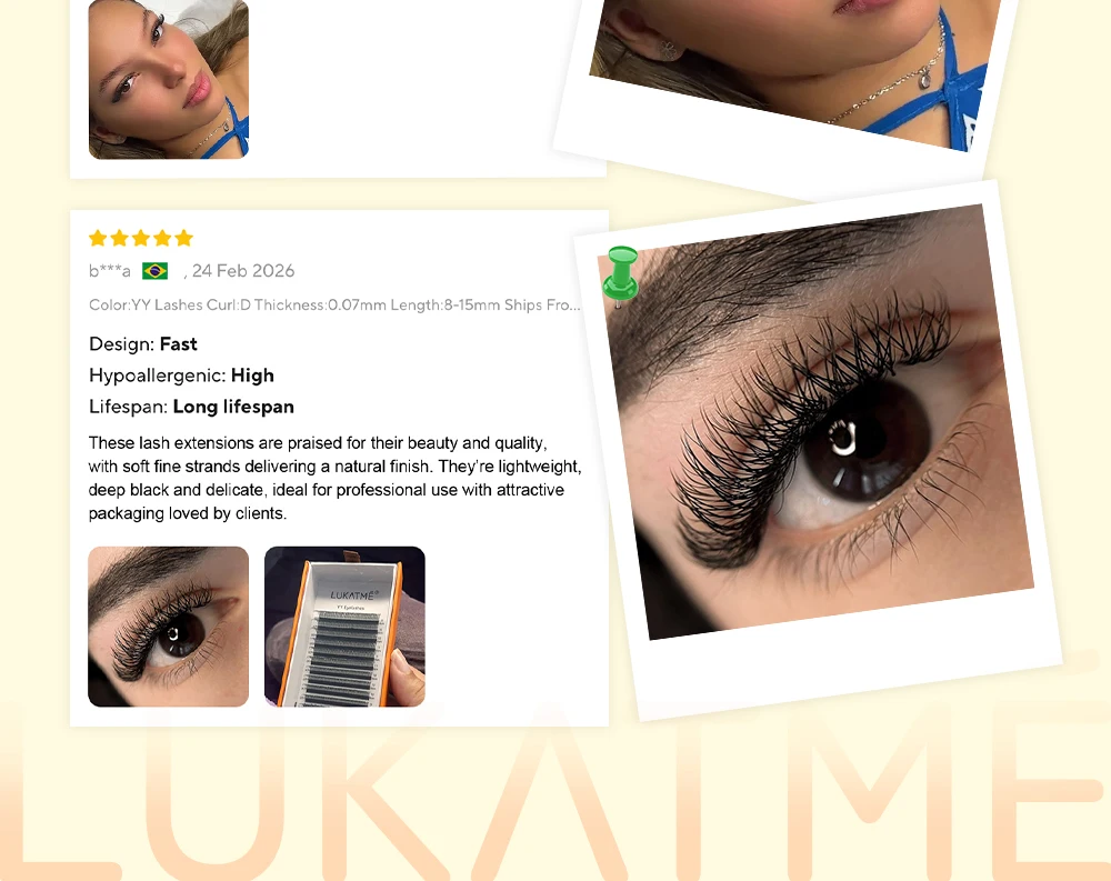 LUKATME YY Wimpernverlängerungen, vorgefertigte Wispy-Fächer, natürliche YY schwarze Wimpernbüschel, C/D/M Curl, Easy Fan Wimpern 7-15mm für den Salon – Detail 14