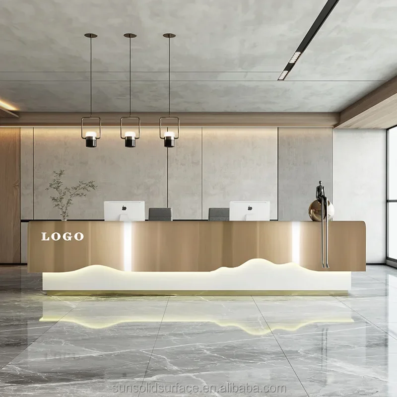 

Modern Retail Lobby Use Office Furniture Front Counter Reception Desk With Different Material Desk