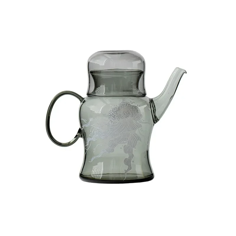 for Collection Light Luxury Black Jellyfish Japanese Style Brewing Teapot with Teacup Filter Tea Dispenser Tea Ceremony