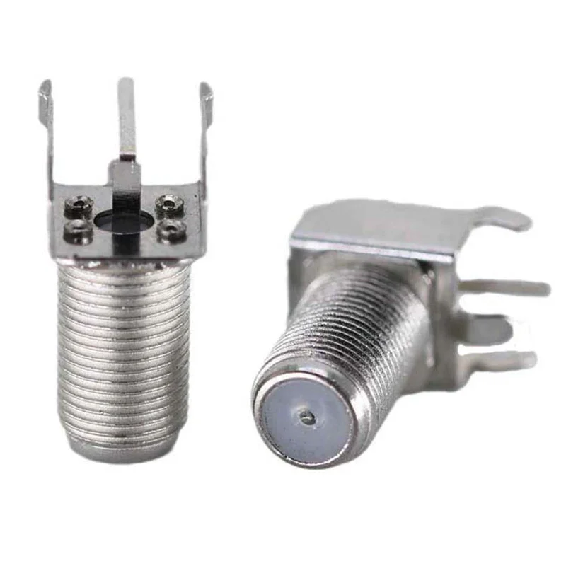 1-10pc Inch F-head connector household-to-household 90-degree bent feet digital set-top box with threaded female seat iron shell