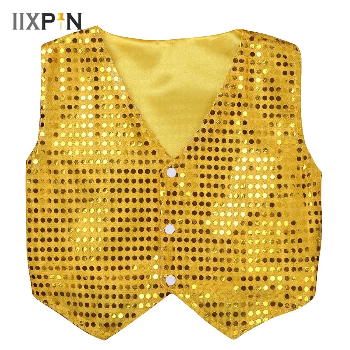 Chaleco de lentejuelas brillantes para niños y niñas, Tops de coro, chaleco de actuación de baile de Hip-hop de Jazz, disfraz de Carnaval de Halloween para niños