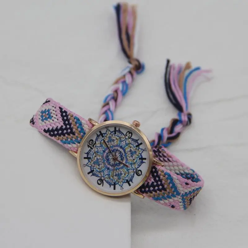 

Кварцевые наручные часы в богемном стиле, изысканные часы с диском, женские вязаные часы, подарок на день рождения, брендовые часы, Reloj Mujer