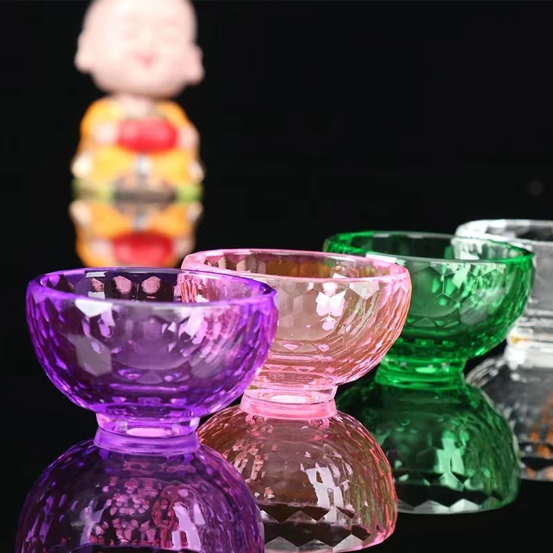 6cm Crystal Glass Bowl Essential Oil Cup Buddhist Utensils Home Decoration
