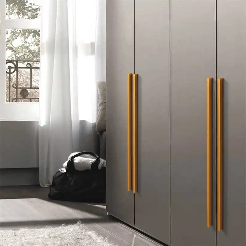 Modern Minimalist T-Shaped round Headed Golden Cabinet Door Handle 1PCS Gray/Black Aluminum Alloy Extended Wardrobe Pulls