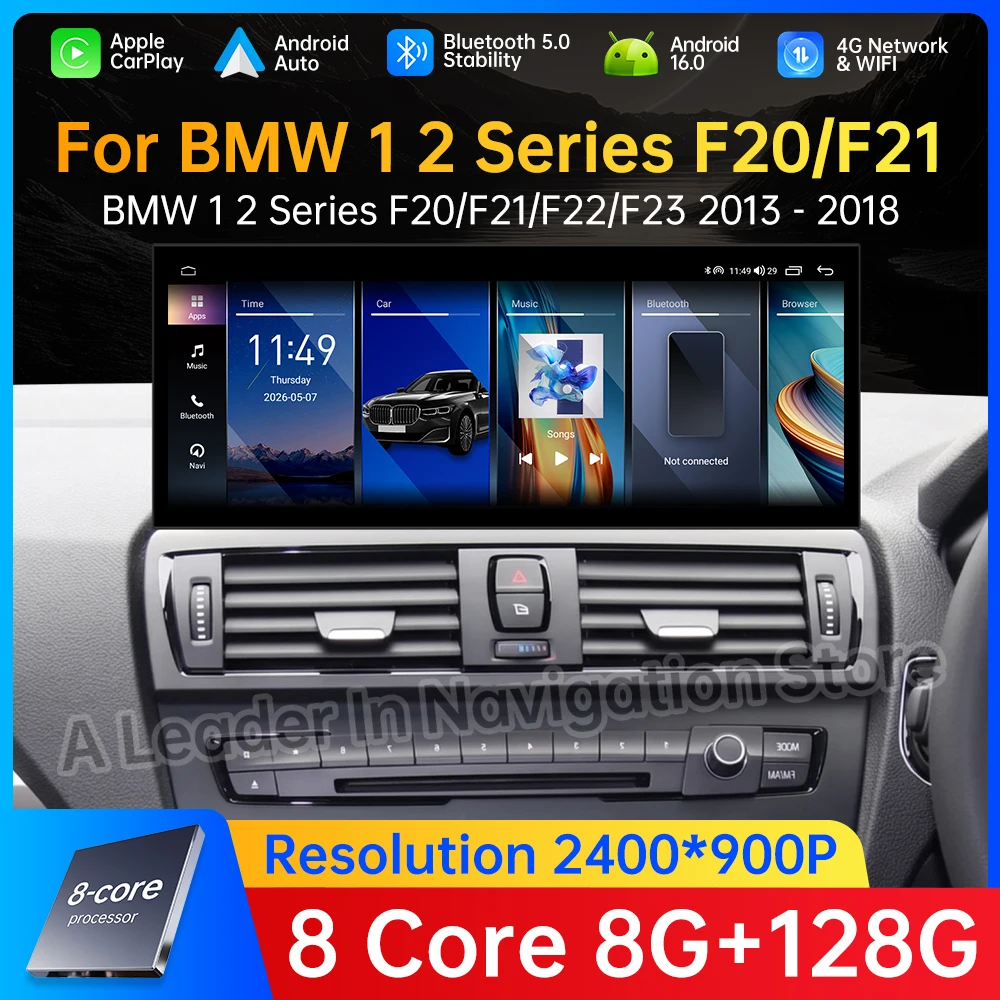 Android 16 Car Radio Video Multimedia Player for BMW 1 2 Series F20 F21 F22 F23 2013 - 2018 NBT EVO System QLED Screen 4G Wifi