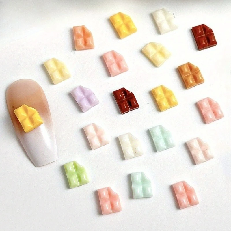 

50pcs Resin Luminous Mini Colorful Chocolate Shape Nail Art Jewelry Diy Phone Case Hairpin Nail Earring Diy Decoration Accessory