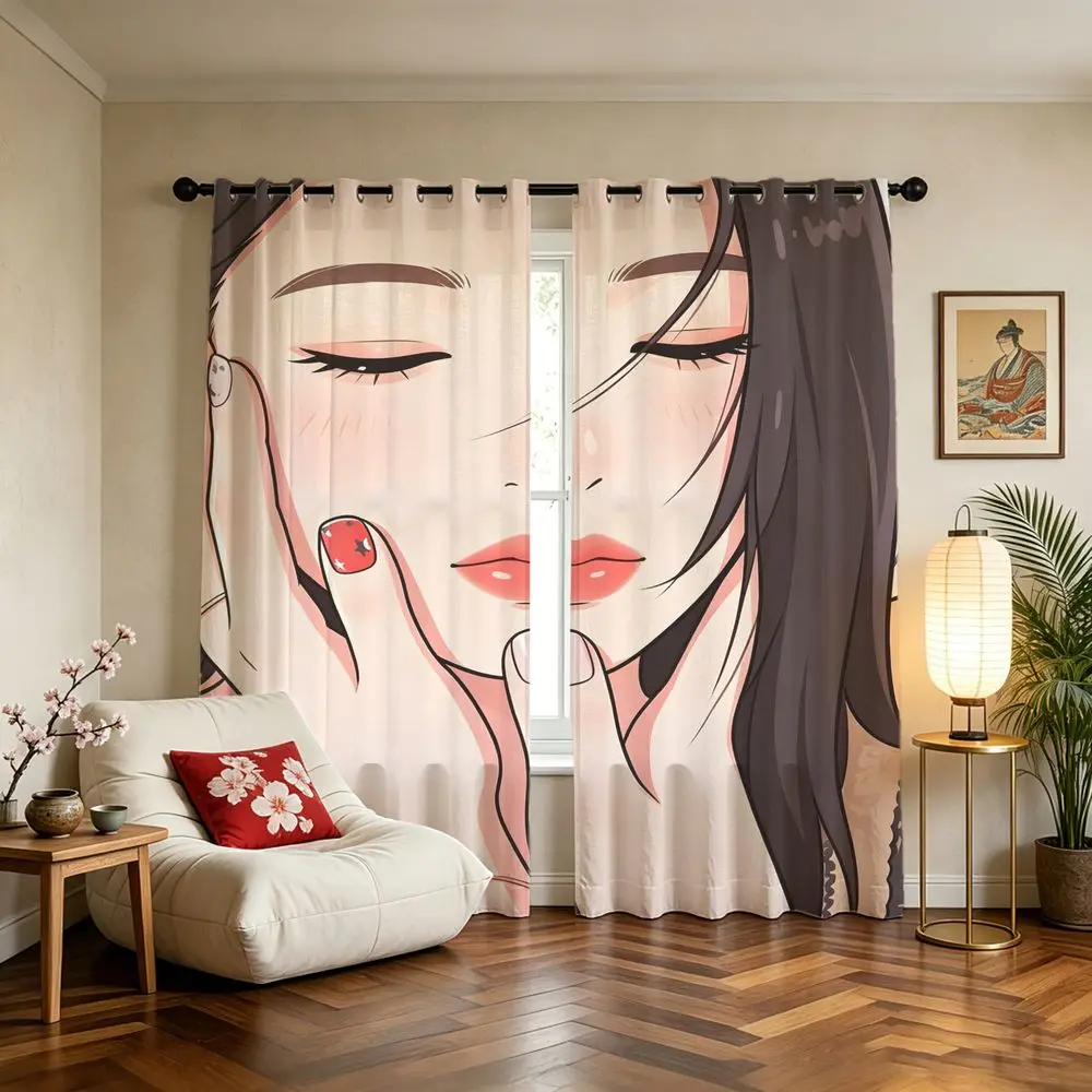 Blush Girl Curtains 2 Panels 85% Light Blocking Printed Curtains Darkening Curtains Decoration Curtains Daily Bedroomecor