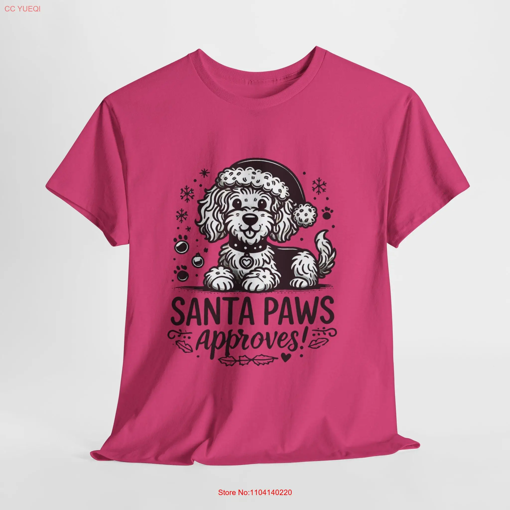 

Santa Paws Approves Cockapoo Christmas T Shirt Cute Festive Dog Lover long or short sleeves