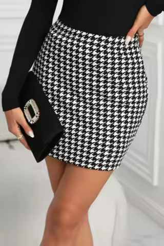 Women's Fashion Thousand Bird Grid Short Skirt