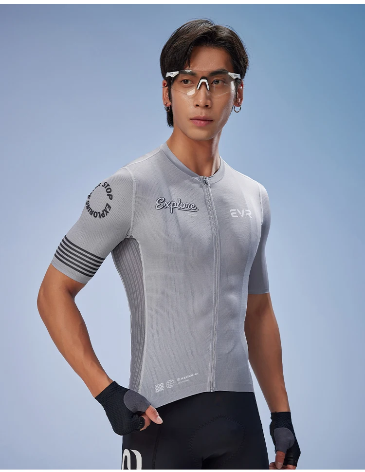 EVR Herren Sommer-Radtrikot Kurzarm-Rennrad-Oberteil Schnelltrocknendes MTB-Mountainbike-Shirt mit Taschen – Detail 17