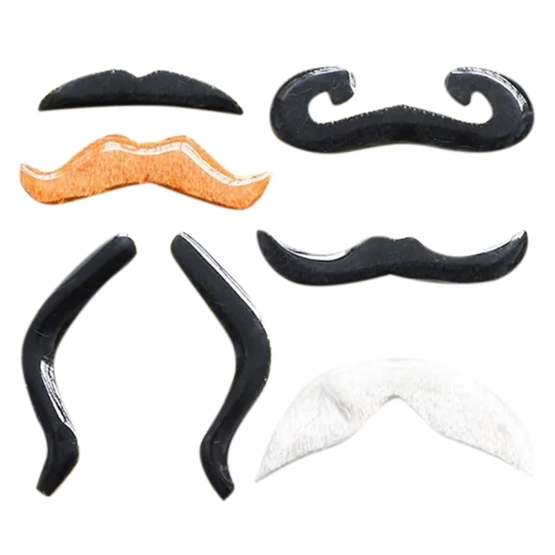 Conjunto bigodes falsos para homens mulheres, 1/48 unidades, bigodes falsos, branco, verde, azul, acessórios para fantasia