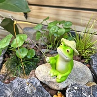 Fishing Frog Garden Statue Funny Sitting Panda Figurine Lawn Ornament Decorations for Indoor Outdoor Display