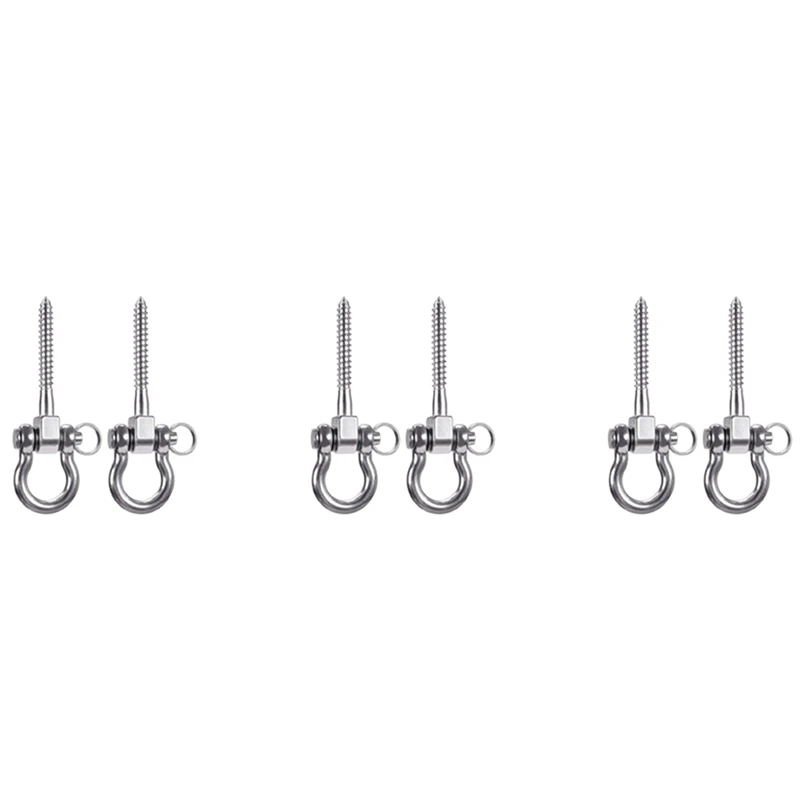 6 Pcs 304 Stainless Steel Screw Bracket Heavy Duty 180° Swing Hangers Yoga Hammock Chair Sandbag Hardware Swing Sets