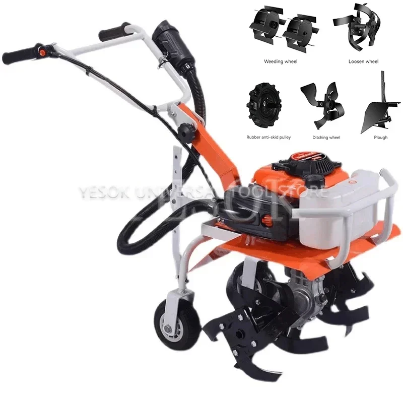 Micro-tillator Small Agricultural Gasoline Rotary Tiller Home Hoe Weeding, Loosen Soil, Open Ditch, Plow