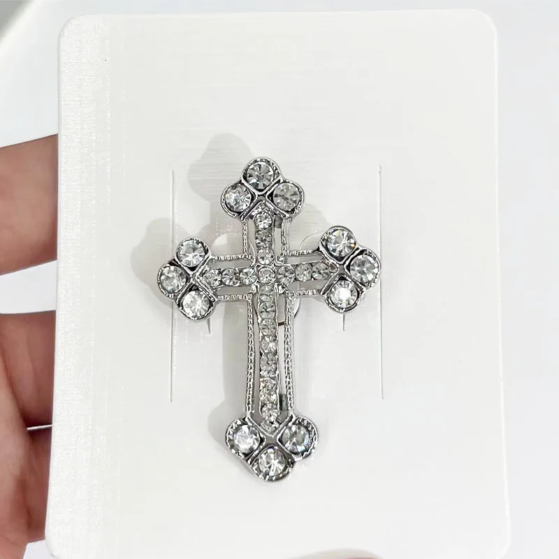 2023 New Fashion Rhinestone Brooch Pins,Cool Men Cross Brooches for Men Broche Vintage Scarf Buckle Pin Brouch Broach Accessory