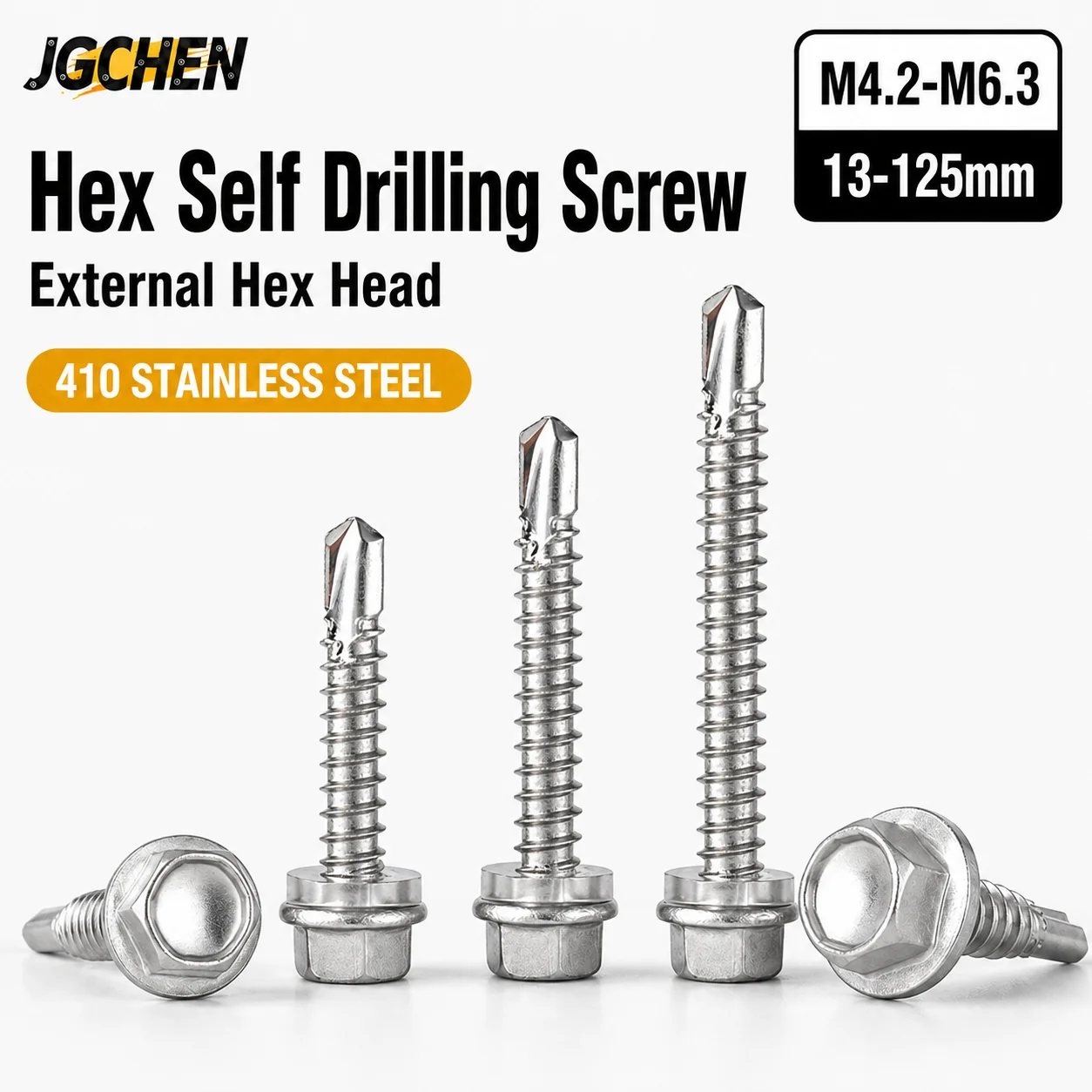 M4.2 M4.8 M5.2 M6.3 410 Stainless Steel Hex Washer Head Self Drilling Screws Roofing Sheet Metal Tek Self Tapping Rubber Ring