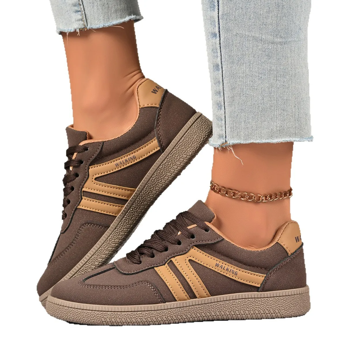 Zapatos deportivos planos informales para Mujer, zapatillas con plataforma de diseño a la moda, Zapatos vulcanizados ligeros antideslizantes con cordones para Mujer