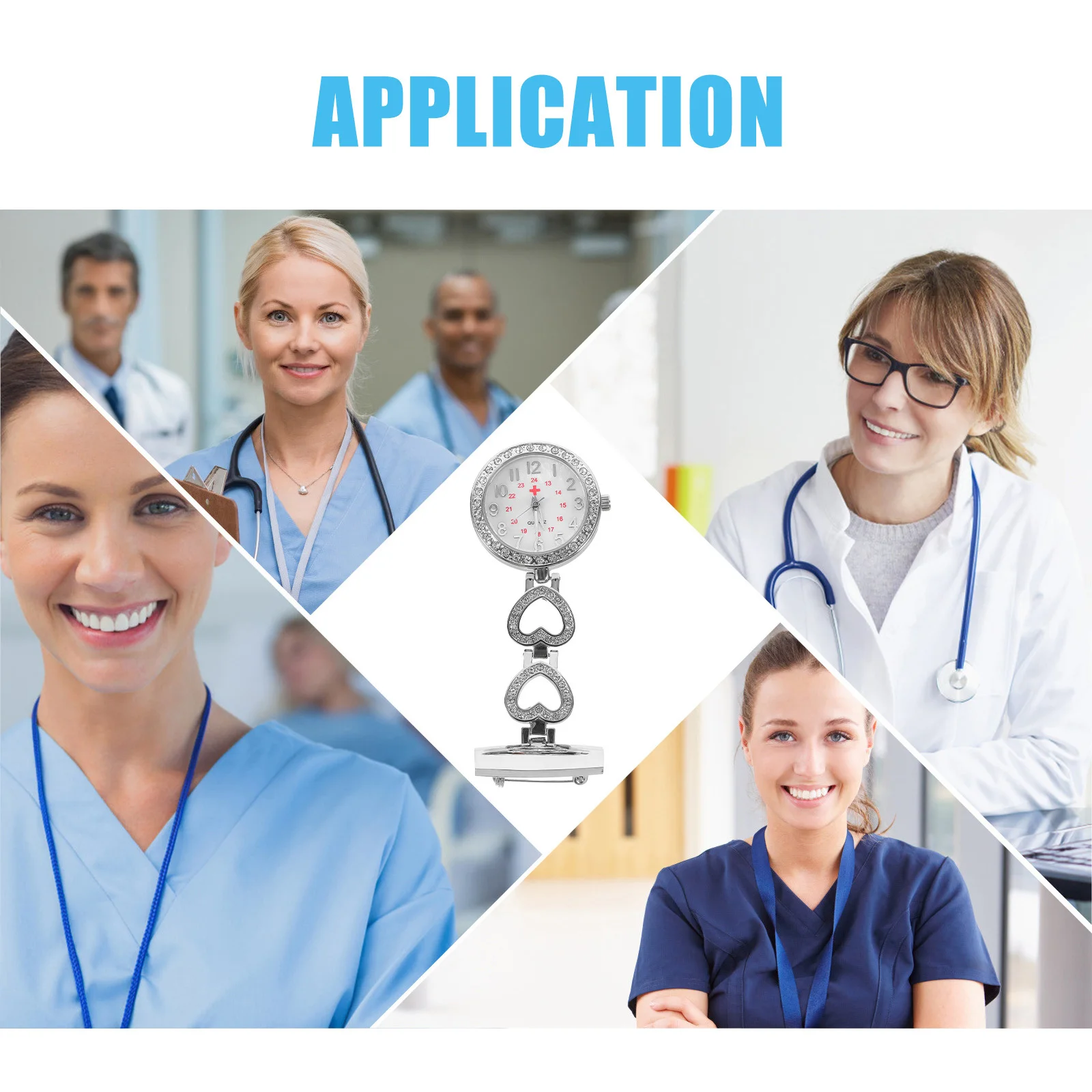 

Fashion Silver Rhinestone Pocket Watch Nurse Doctor Hanging Style Alloy Portable Watch Precision Quartz Movement Hospital