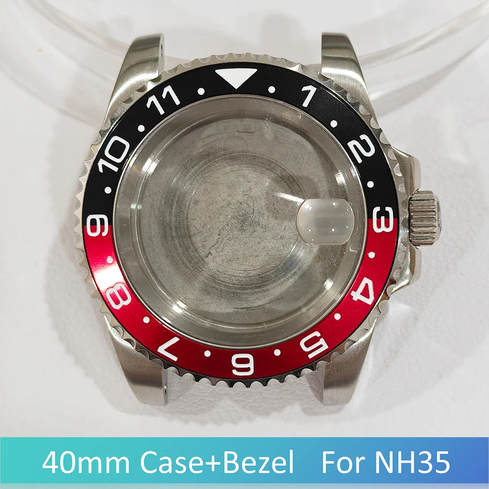 Per NH35 Cassa 40MM Vetro zaffiro piatto Acciaio inossidabile 316L Fondo sigillato Orologio automatico Materiale metallico Accessori per orologi