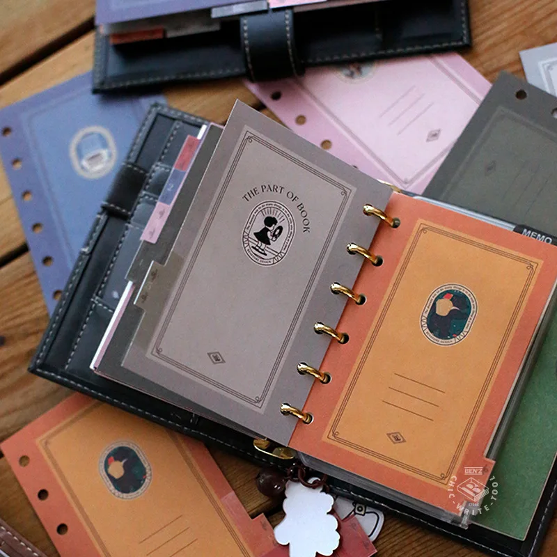 A5A6A7 Retro Loose Leaf Book Index Inner Core 6 Hole Divider Page Inner Page Handheld Ledger Classification Paper