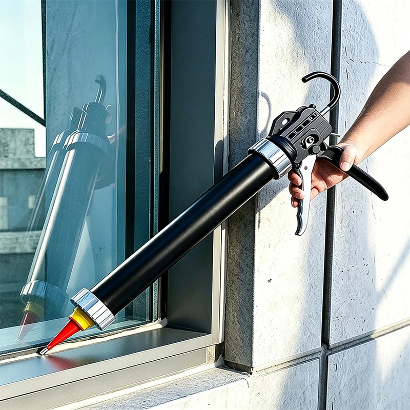 Aluminum Alloy Frame Caulking Gun Heavy Duty 32-axis 360° Rotating Sealant Adhesive Dispenser Applicator for Door Window Repair