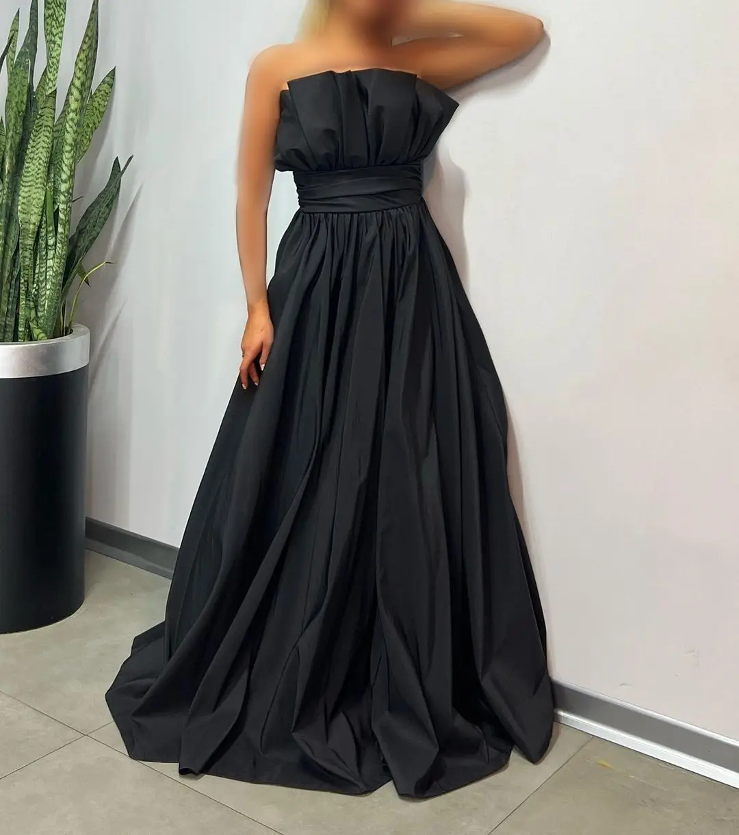 

Sapmae Strapless Neckline Ruffle A-line Floor-length Zipper Up Simple Prom Evenning Cocktail Formal Dress For Women In 2024