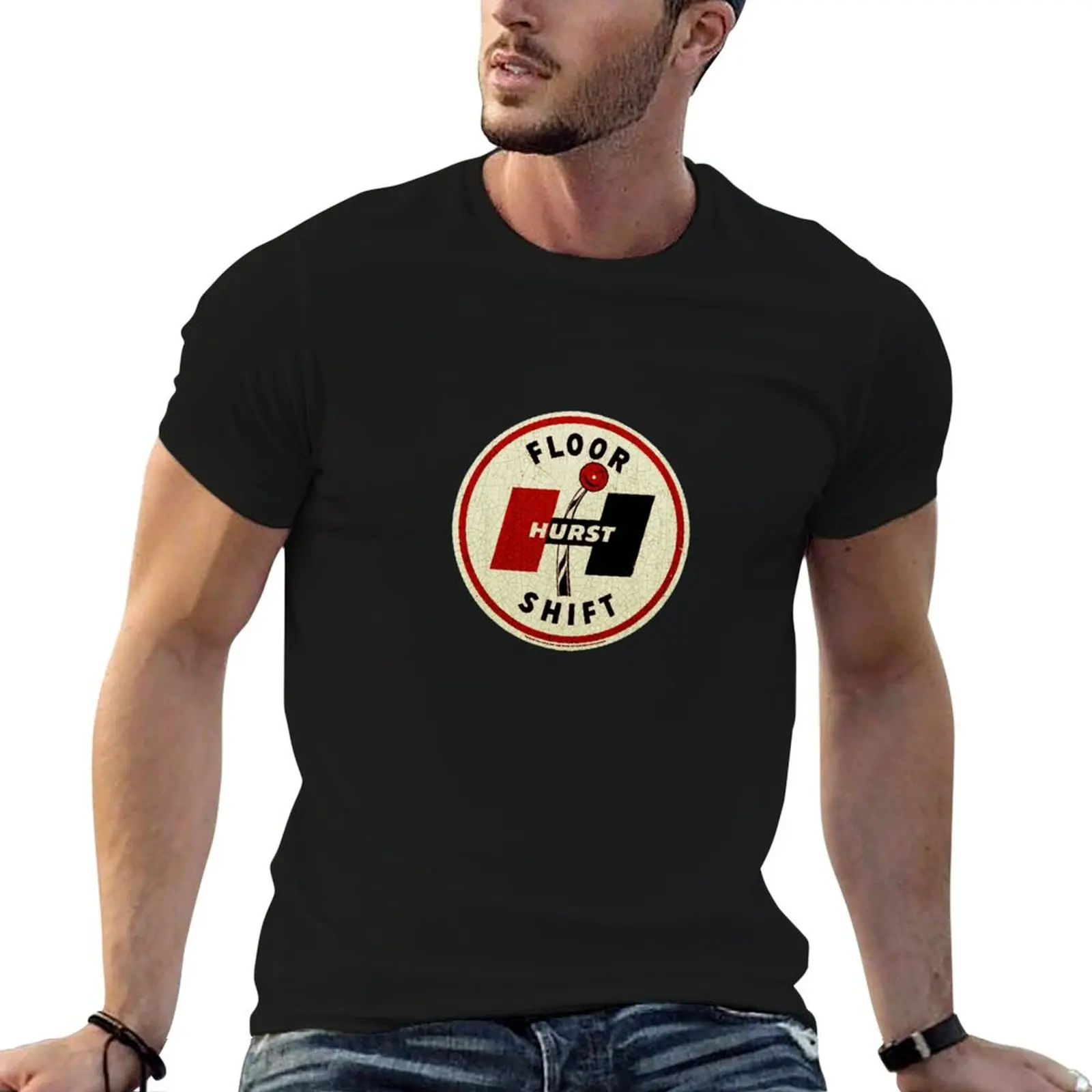 Vintage Hurst shifter Car decal USA Classic TShirt889 T-Shirt Work Short Sleeve Cotton Top