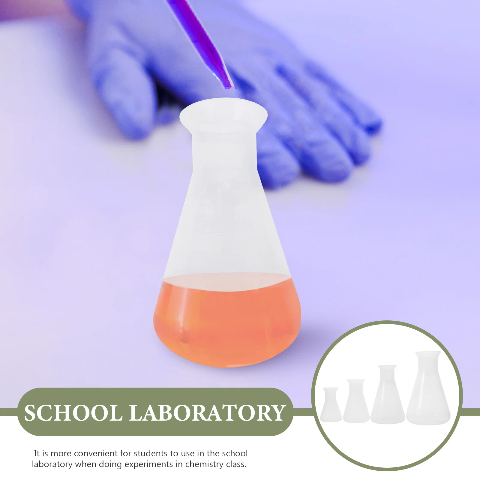 

4 Pcs Flask Set Experimental Laboratory Conical with Scale Small Science Flasks Plastic for Chemistry