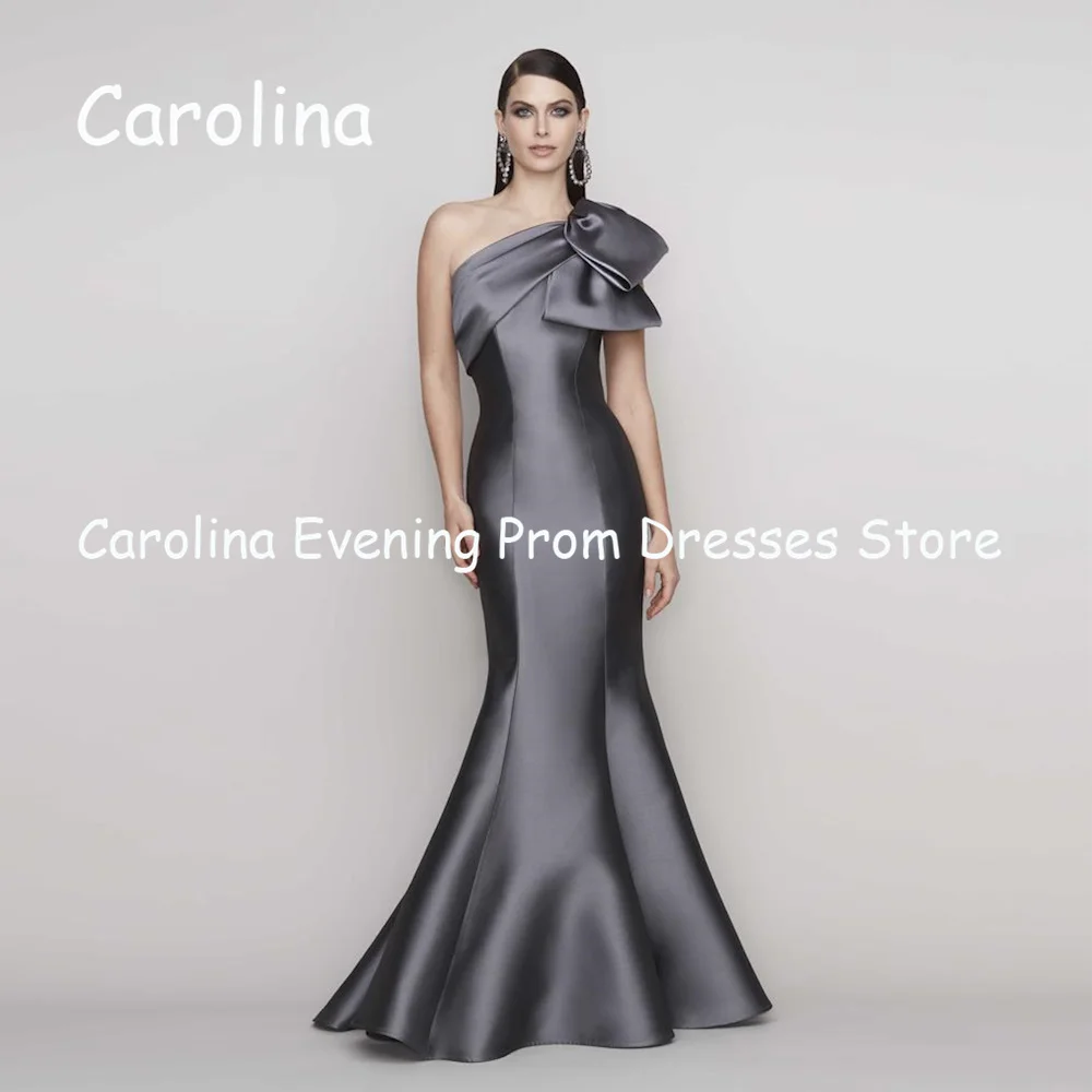 

Carolina Satin Mermaid One-shoulder Bow Ruffle Floor-length Prom Gown Saudi Evening Formal Elegant Party Dress for Women 2023