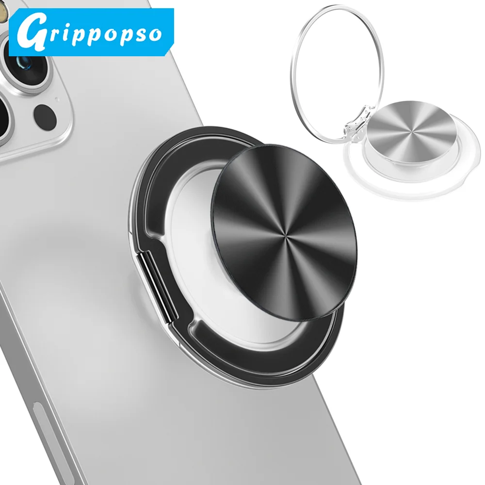 

Grippopso CD Pattern Magnetic Phone Griptok Stand 360° Rotation Adjustable Phone Ring Holder for iPhone 17/16/15/14/13/12 Series