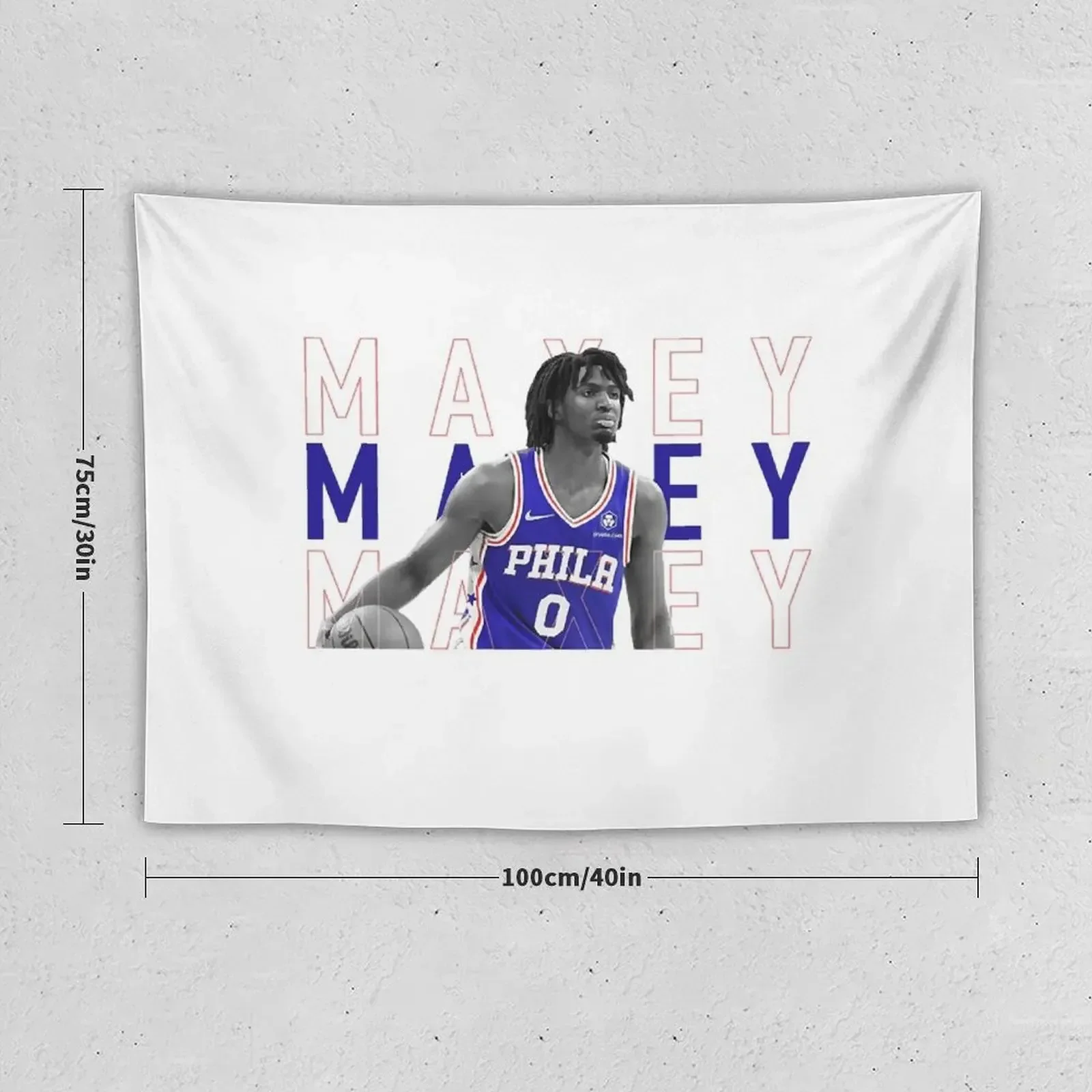 Tyrese Maxey Typography 76ers Tapestry Tapete For The Wall Room Decorating Aesthetic Room Design Tapestry