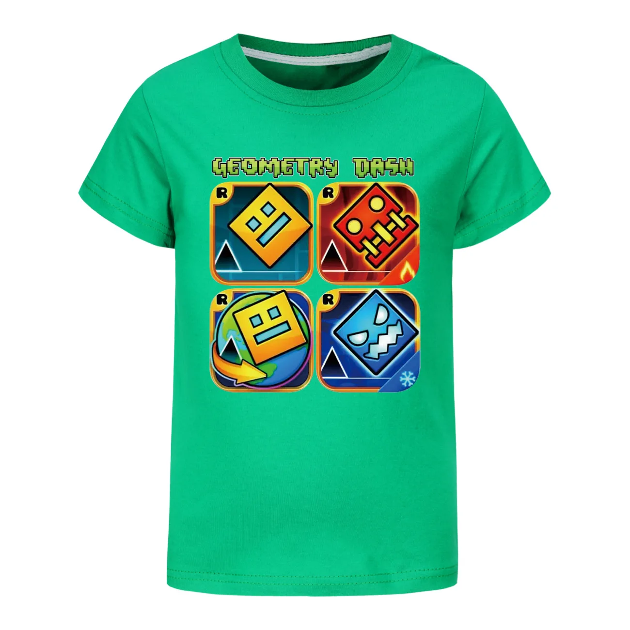 Geometry Dash TShirt Kids Cartoon Clothes Boys 100% Cotton T-shirt Children Fashion Clothing Toddler Girls Short Sleeve Tops