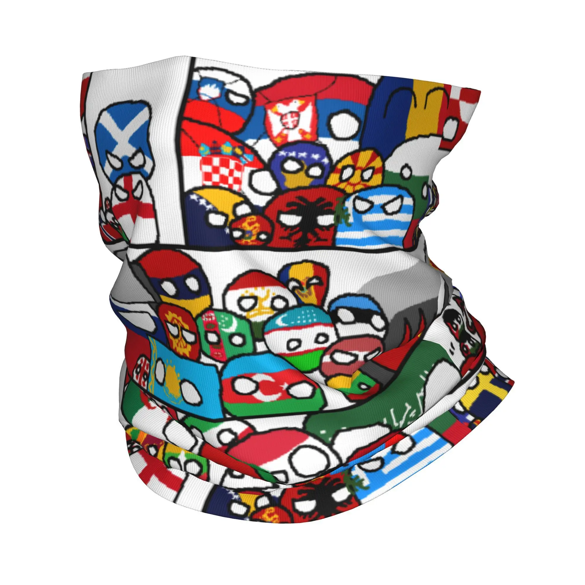 Custom Countryball Cartoon Countries Earth Cute Style Bandana Neck Warmer Women Men Winter Ski Tube Scarf Gaiter  Face Cover