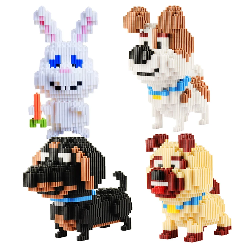 

690PCS Building Blocks Set Pet Series Puzzle Assembling Building Block 3D Model Animal Dog Rabbit Toy For Birthday Boy Girl Gift