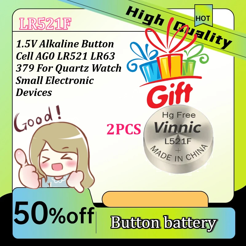 1.5V Alkaline Button Cell AG0 LR521 LR63 379 For Quartz Watch Small Electronic Devices