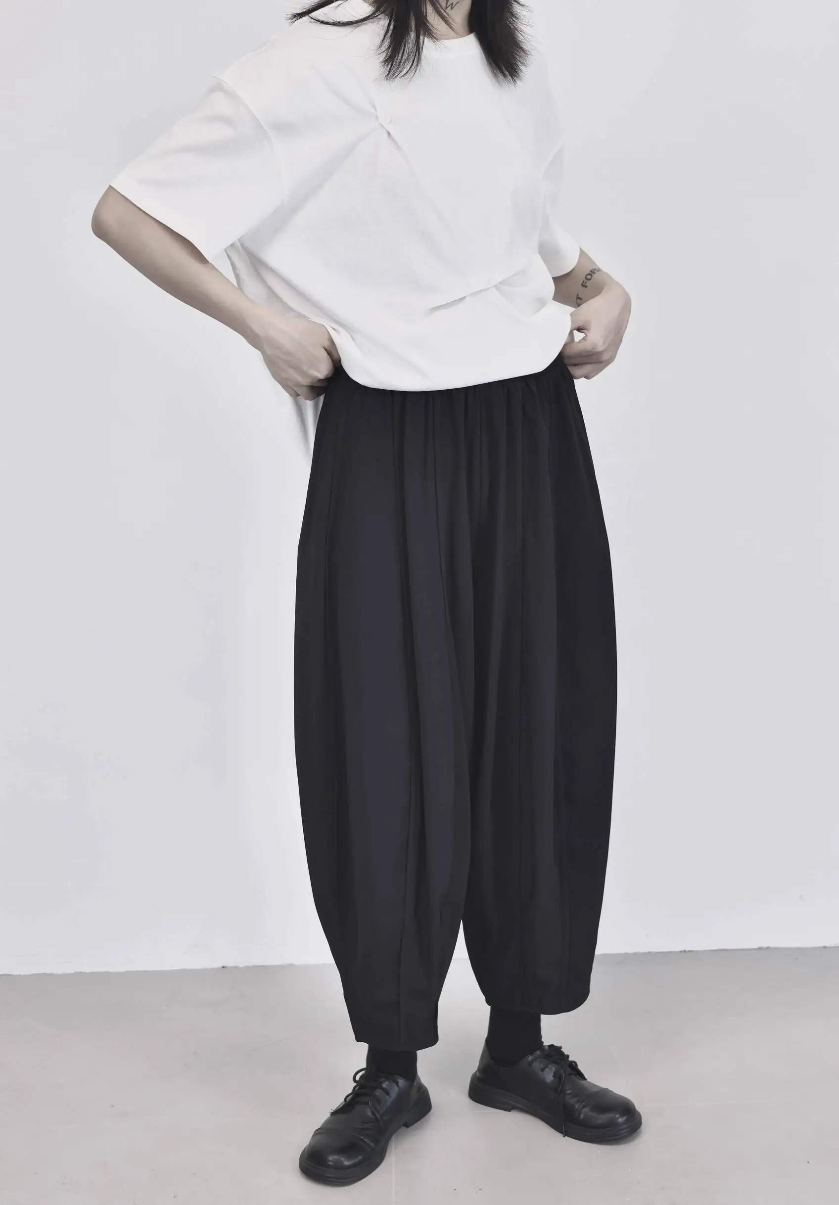 Spodnie damskie UMI MAO Yamamoto, ciemne, jesienne, w stylu casual, cienkie, wyszczuplające, typu marchewka, modne spodnie damskie Y2K, odzież gotycka.