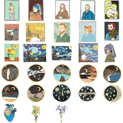 Painting Brooch Van Gogh Brooch Galaxy Brooch Star Moon Sunflower Brooch Art Brooch Van Gogh Lapel Pin Van Gogh Oil