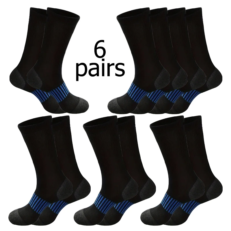38-44 جوارب رياضية لكرة السلة 6 أزواج لجميع المواسم للجري في الهواء الطلق للنساء والرجال جوارب متوسطة الطول #2