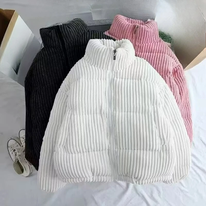 

2026 Winter New Arrival Fleece Solid Color High-Neck Cotton Coat for Women Short Korean Style Loose Plus Size Lightweight Jacket