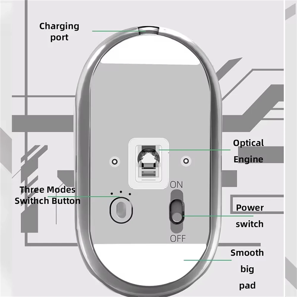 WB120 Mouse Wireless Bluetooth The Third Mock Examination Magnetic Suction Mute Rechargeable Transparent Computer Mouse