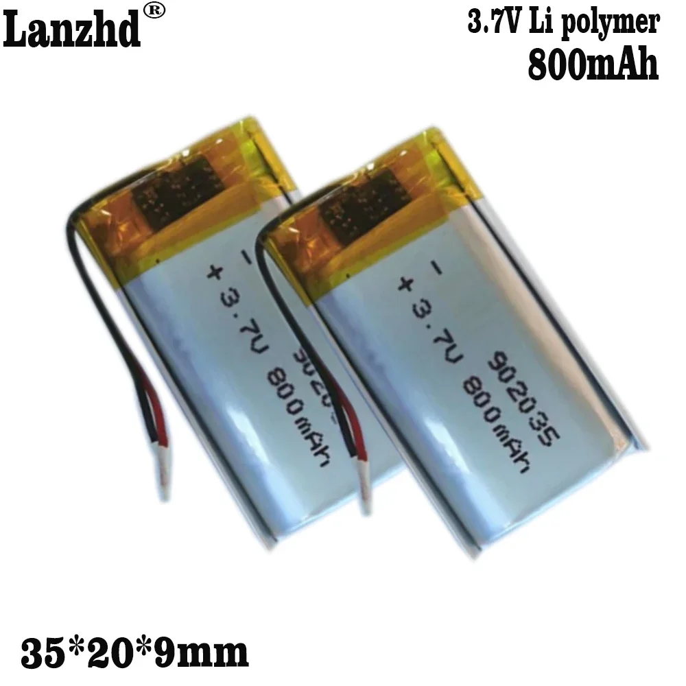 1-12 buah 902035 3.7V 800mAh Lithium polimer LiPo baterai isi ulang sel pengganti untuk Mp3 DIY PAD DVD E-book headset bluetooth