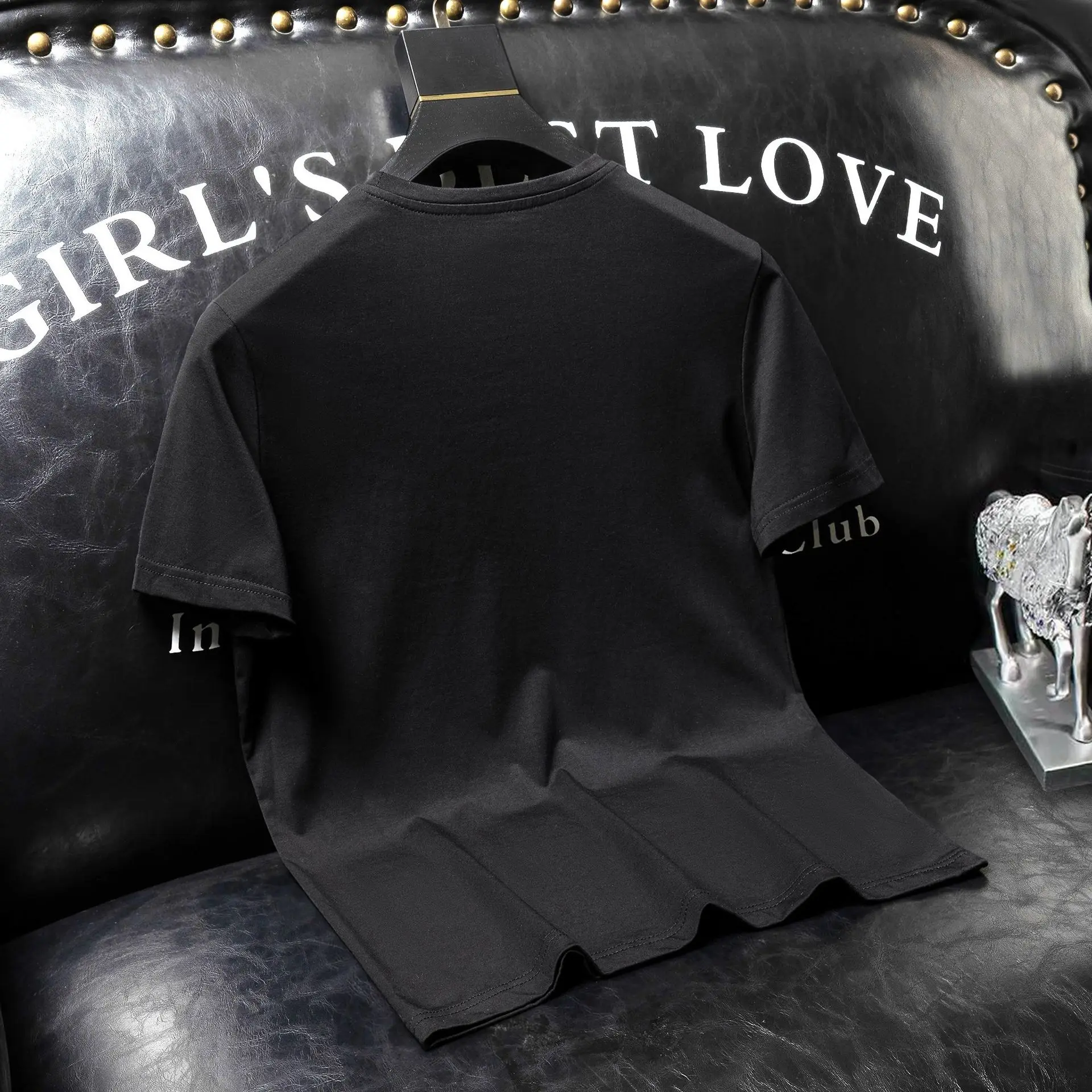 Lion Rhinestones T Shirts Men Clothing Fashion Modal Cotton O Neck Short Sleeve Slim Tshirts Man